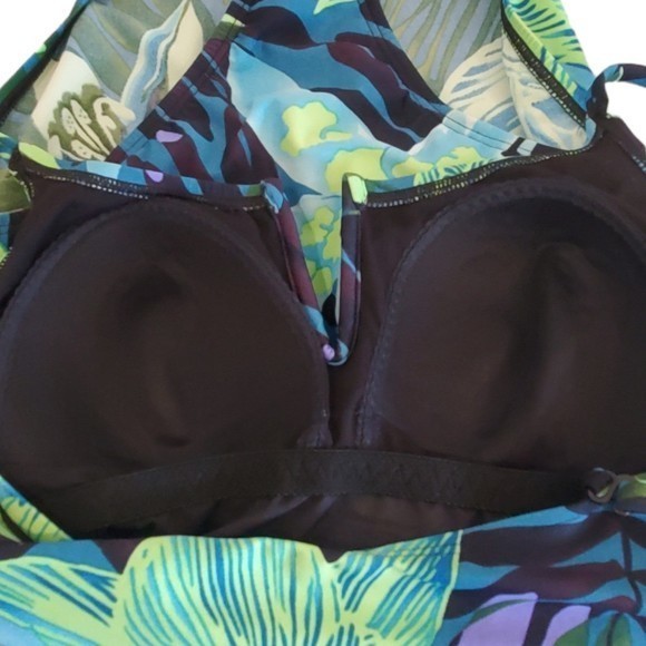 Speedo Women's One Piece Swimsuit Sz 12 Navy Tropical‎ Print - Picture 7 of 8